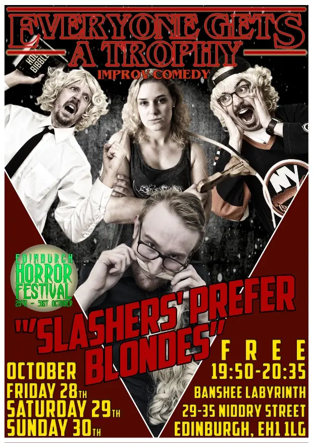 Everyone Gets a Trophy — Slashers Prefer Blondes, Edinburgh Horror Festival flyer